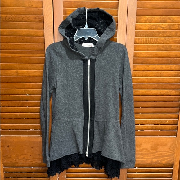 Johnny Was Gray Women's Jacket with Lace Trim